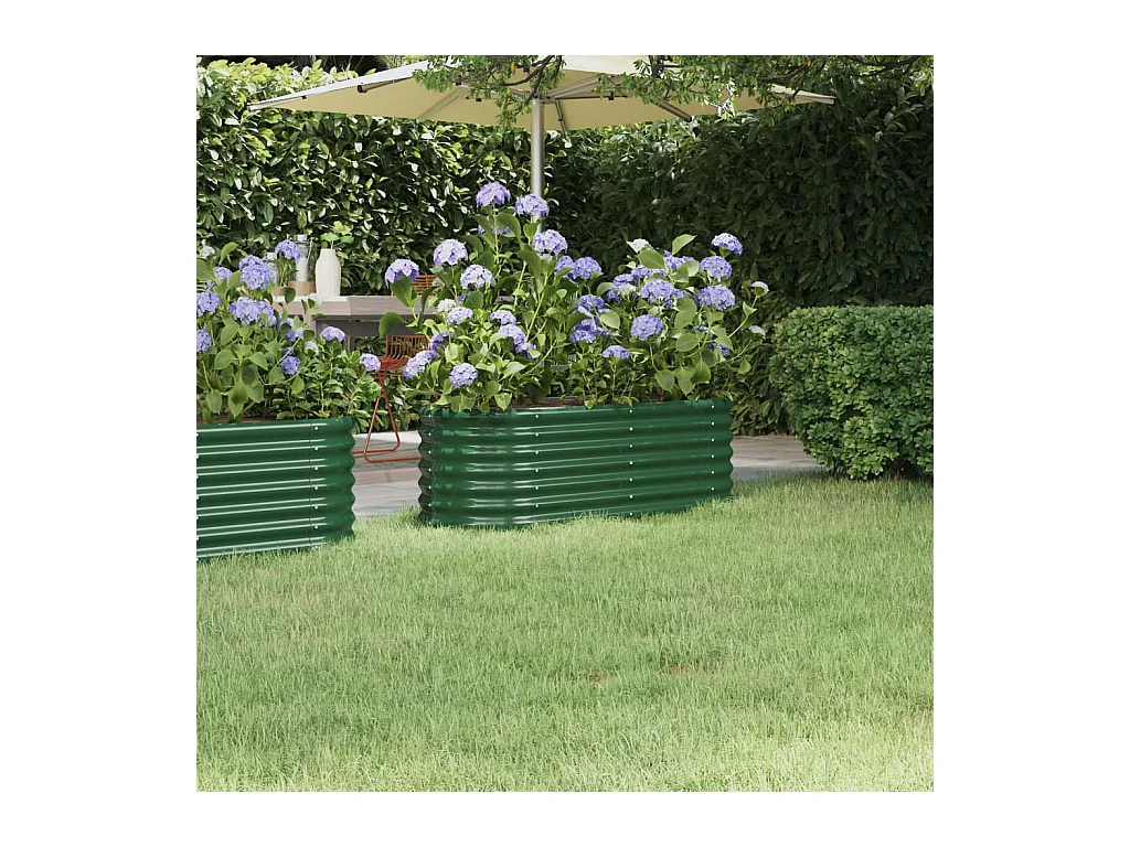 Verhoogd tuinbed gepoedercoat staal 114x40x36 cm groen
