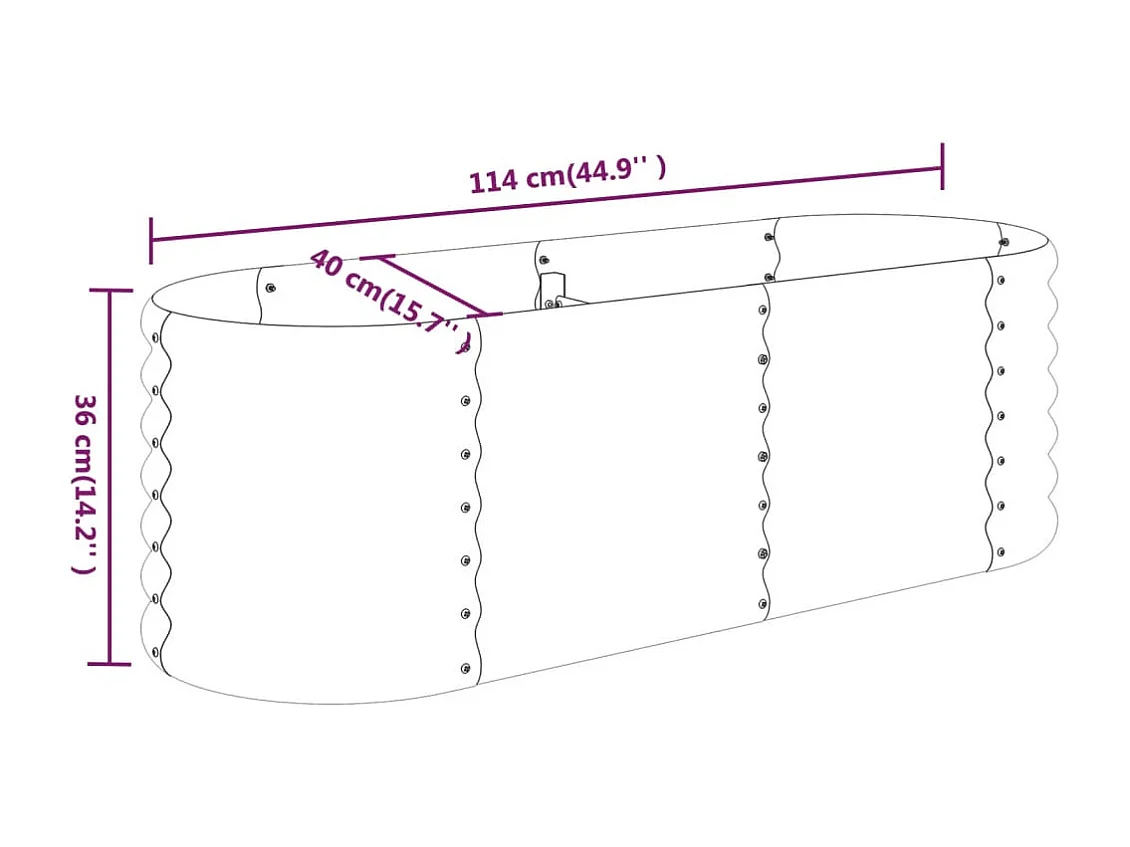 Verhoogd tuinbed gepoedercoat staal 114x40x36 cm groen