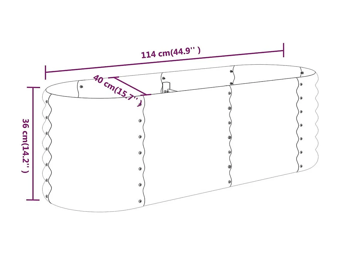 Verhoogd tuinbed gepoedercoat staal 114x40x36 cm groen