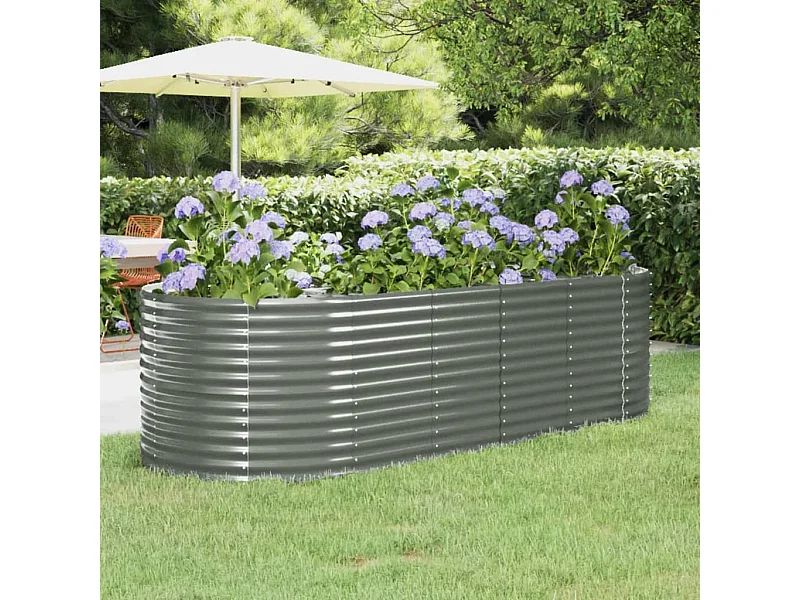 Verhoogd tuinbed gepoedercoat staal 249x100x68cm grijs