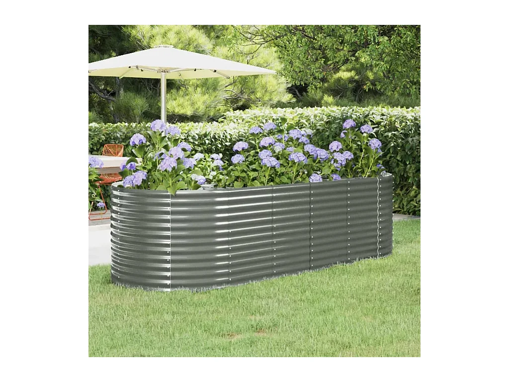 Lit surélevé de jardin Acier enduit de poudre 249x100x68cm gris