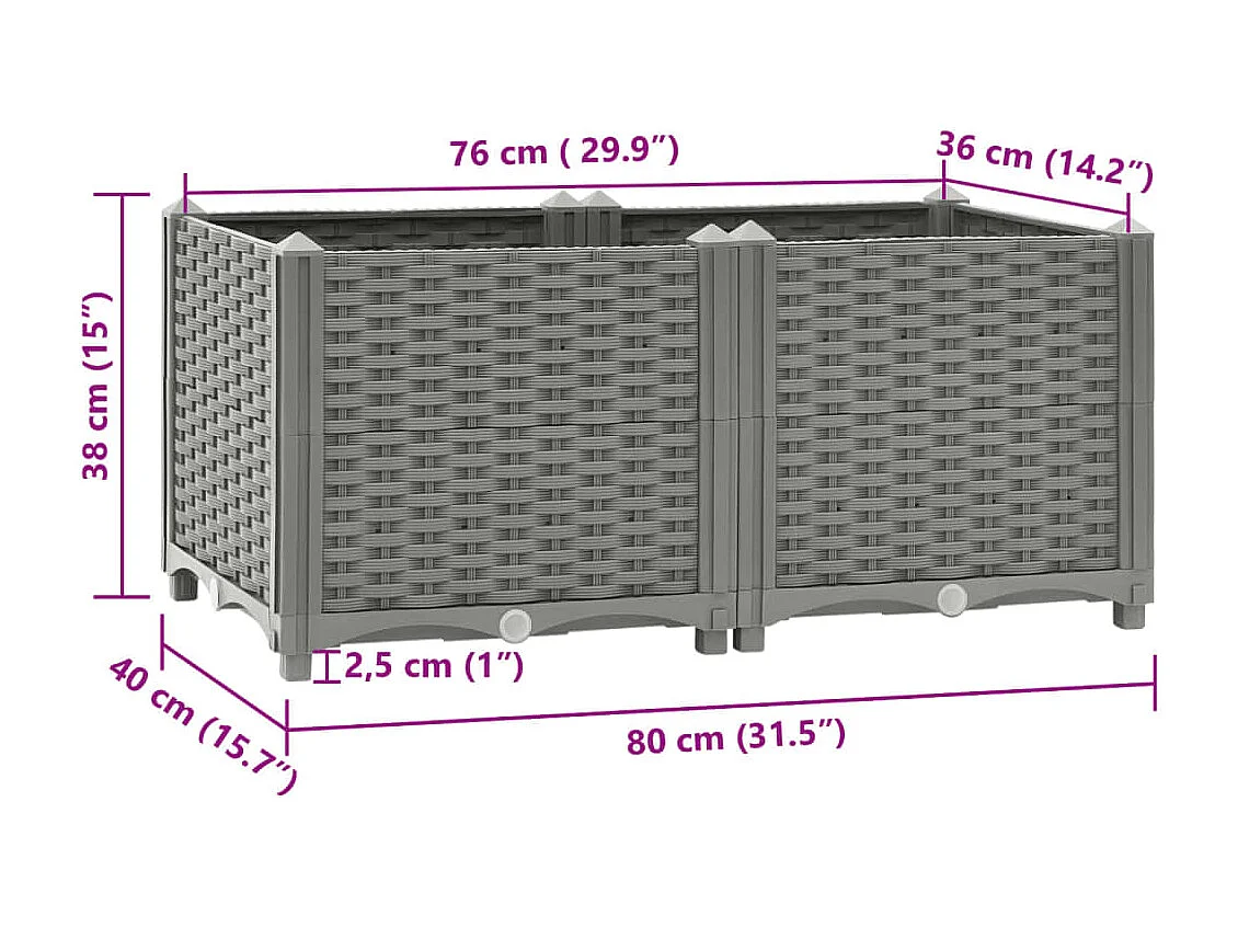 Letto rialzato 80x40x38 cm Polipropilene