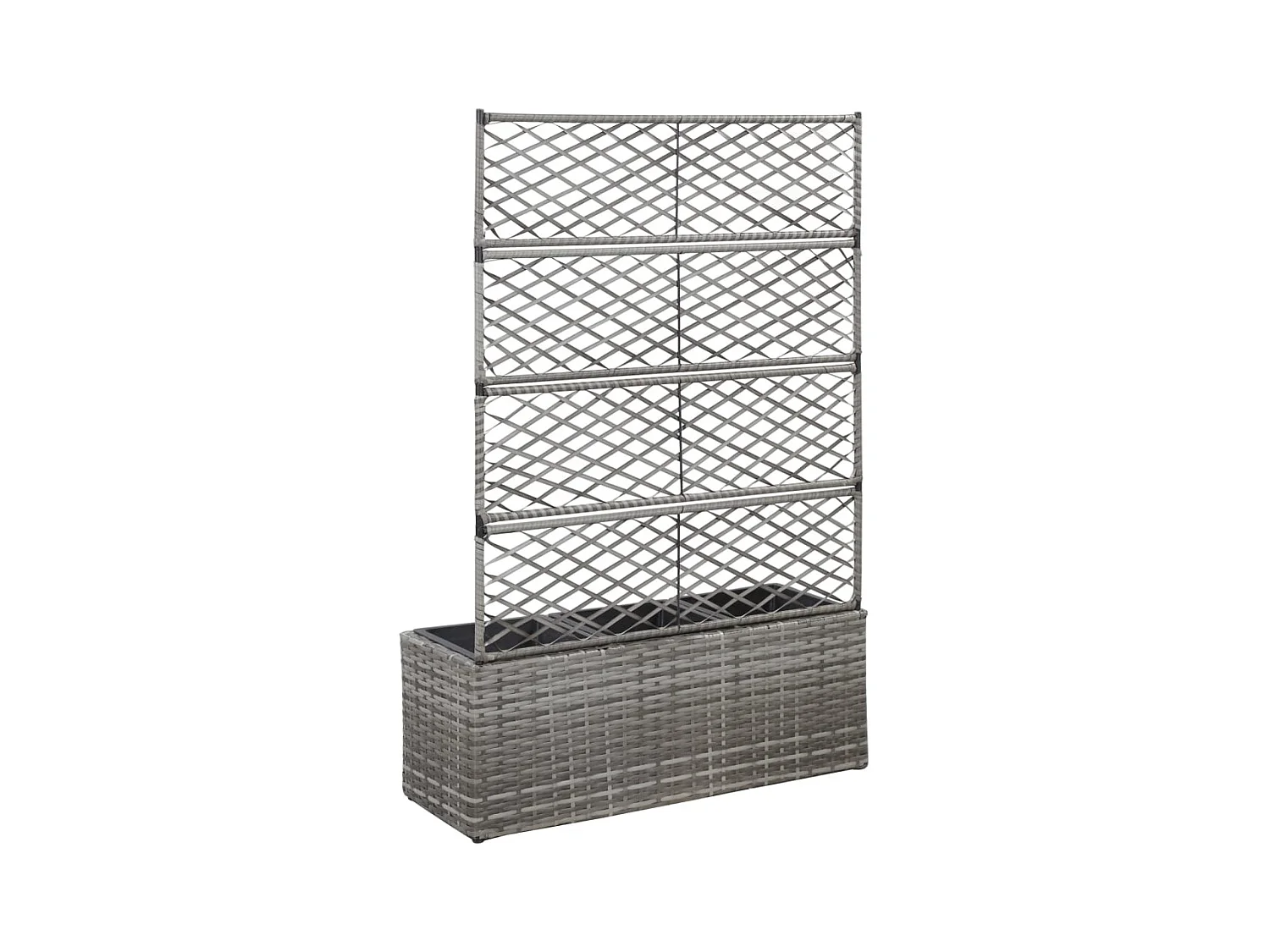 Lit surélevé en treillis 3 pots 83x30x130cm Résine tressée Gris