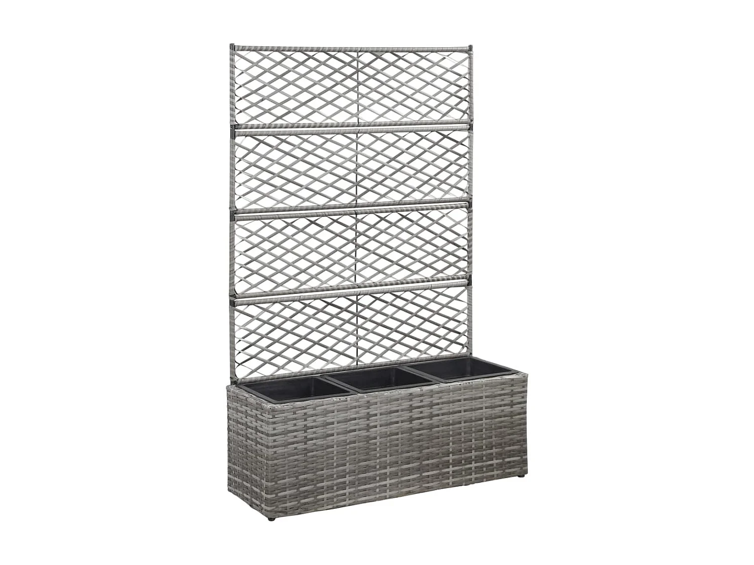 Verhoogd trellisbed 3 potten 83x30x130cm Grijs geweven hars