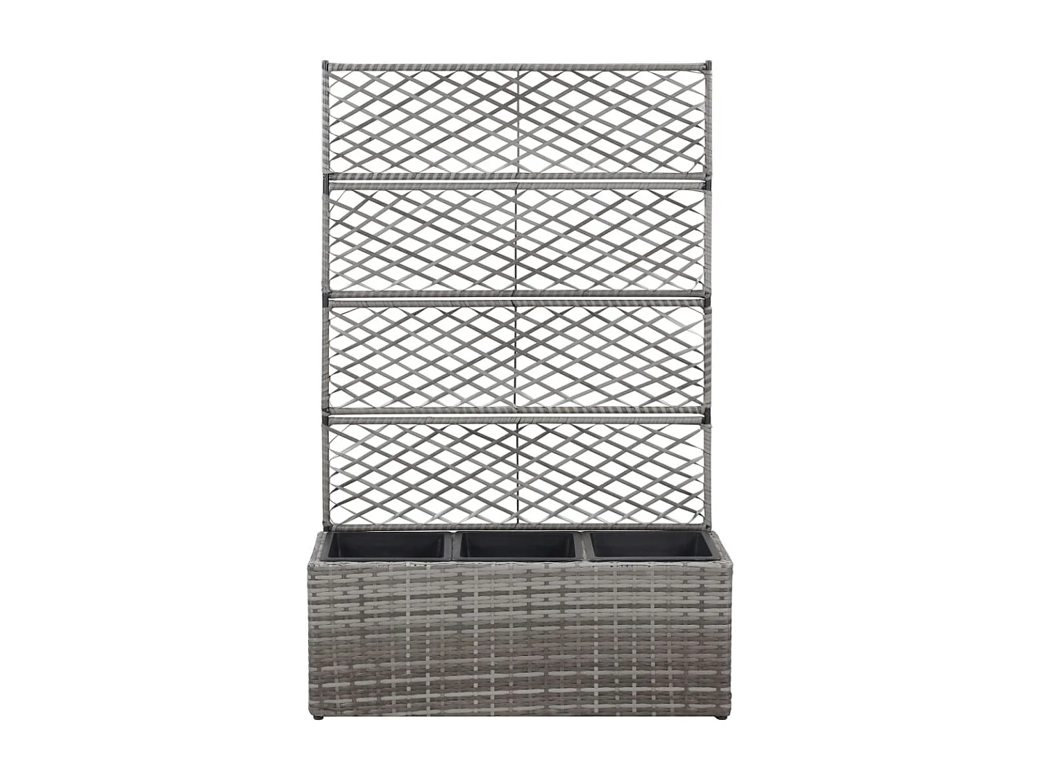 Verhoogd trellisbed 3 potten 83x30x130cm Grijs geweven hars