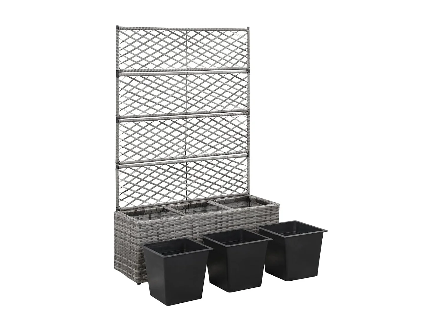 Verhoogd trellisbed 3 potten 83x30x130cm Grijs geweven hars