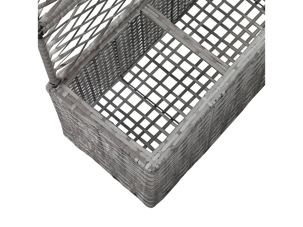 Verhoogd trellisbed 3 potten 83x30x130cm Grijs geweven hars