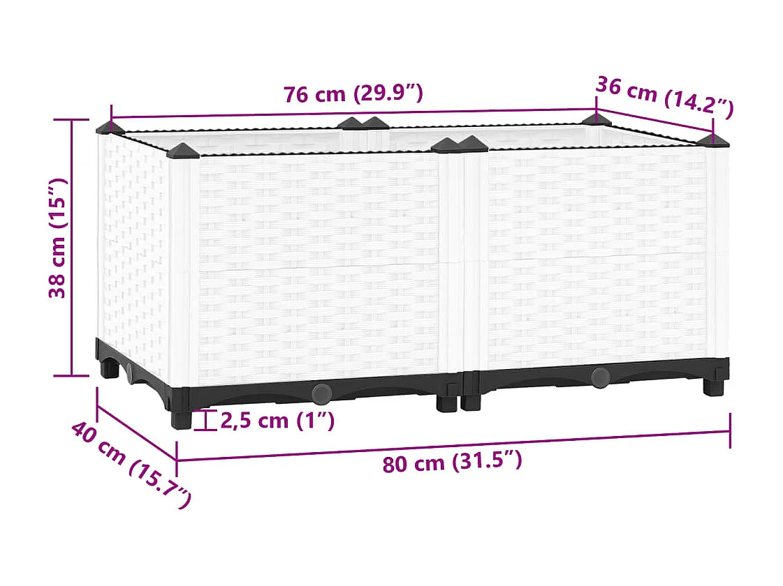 Letto rialzato 80x40x38 cm Polipropilene