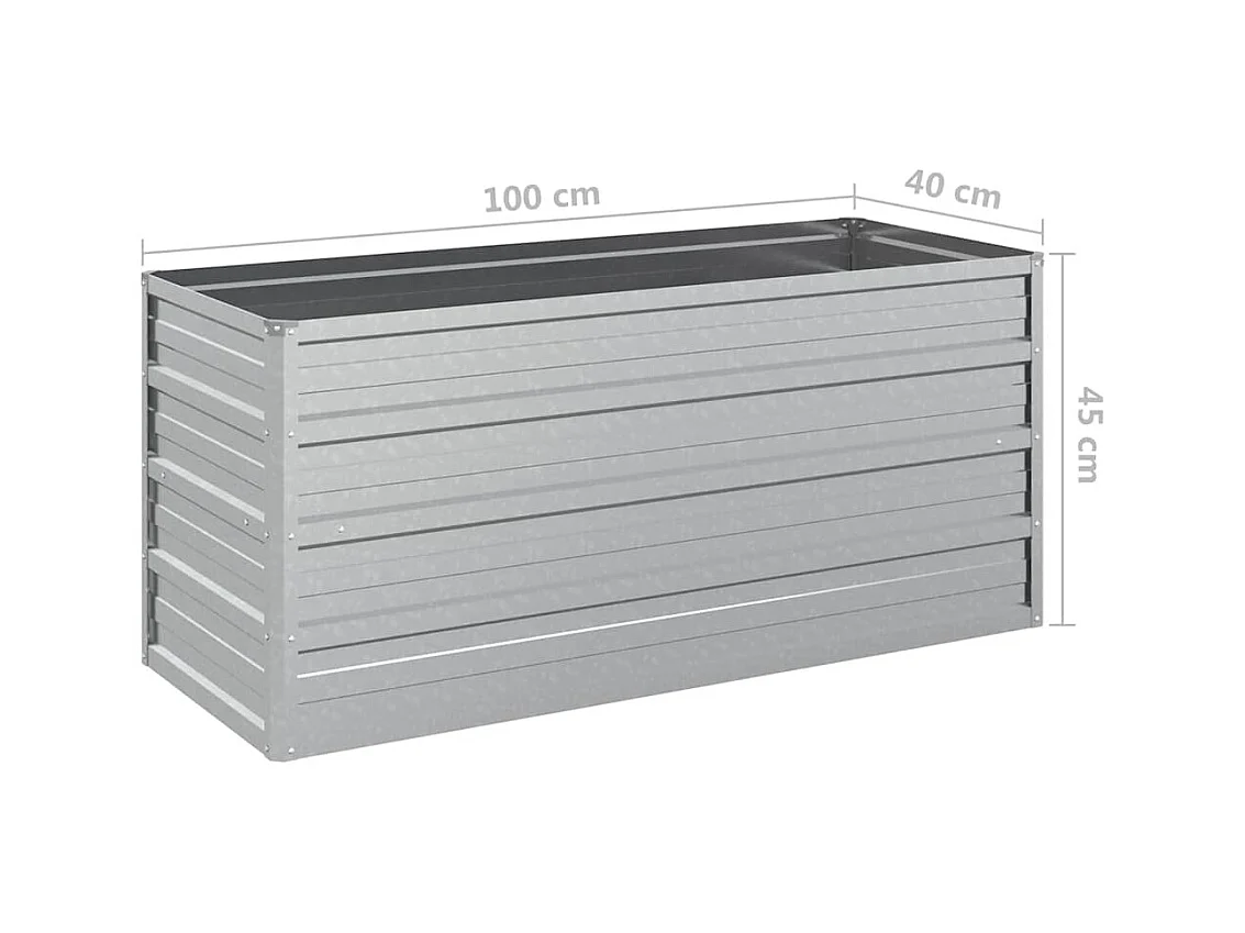 Letto da giardino rialzato 100x40x45 cm Acciaio zincato Argento