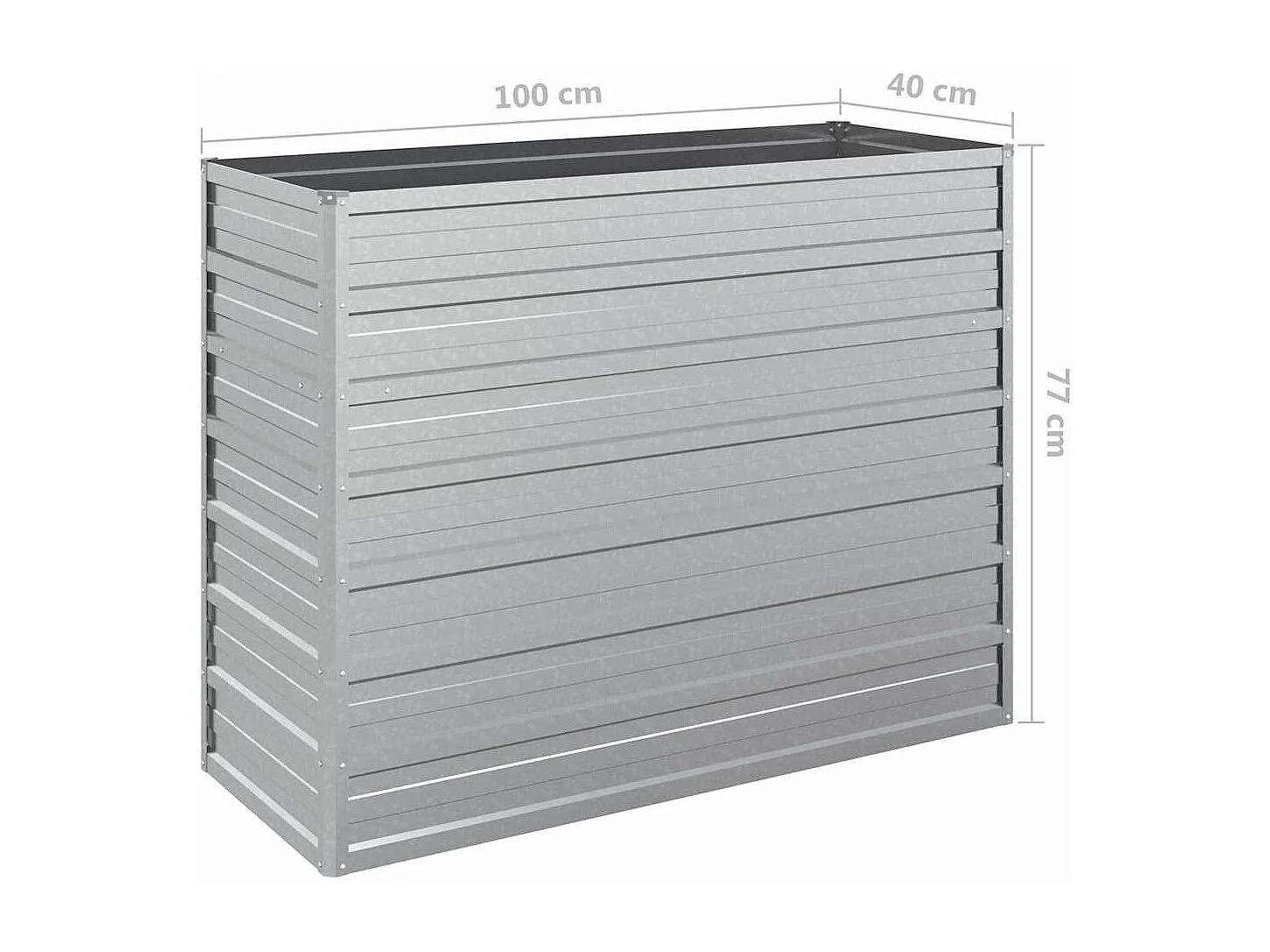 Lit surélevé de jardin 100x40x77 cm Acier galvanisé Argenté