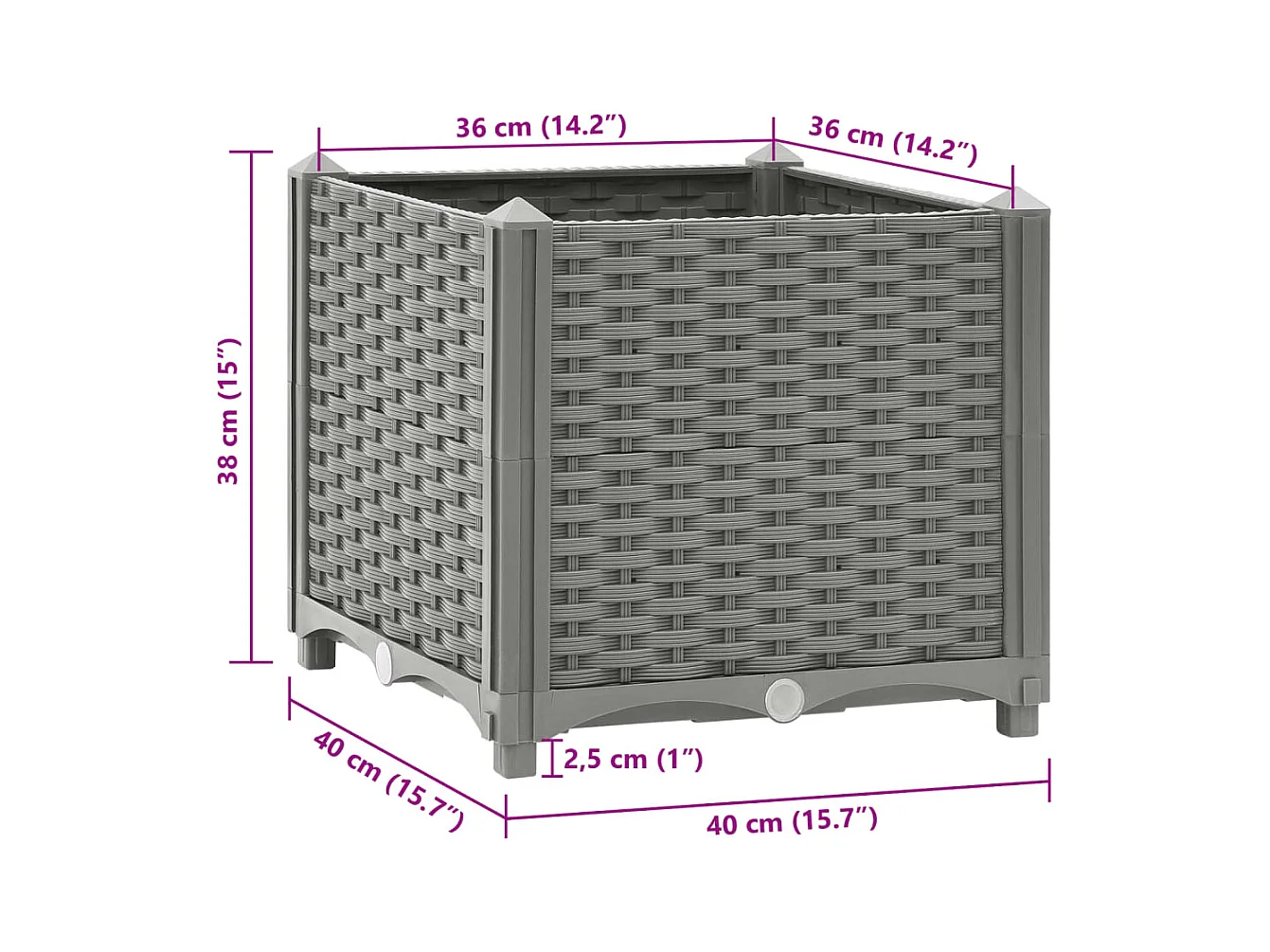 Lit surélevé 40x40x38 cm Polypropylène