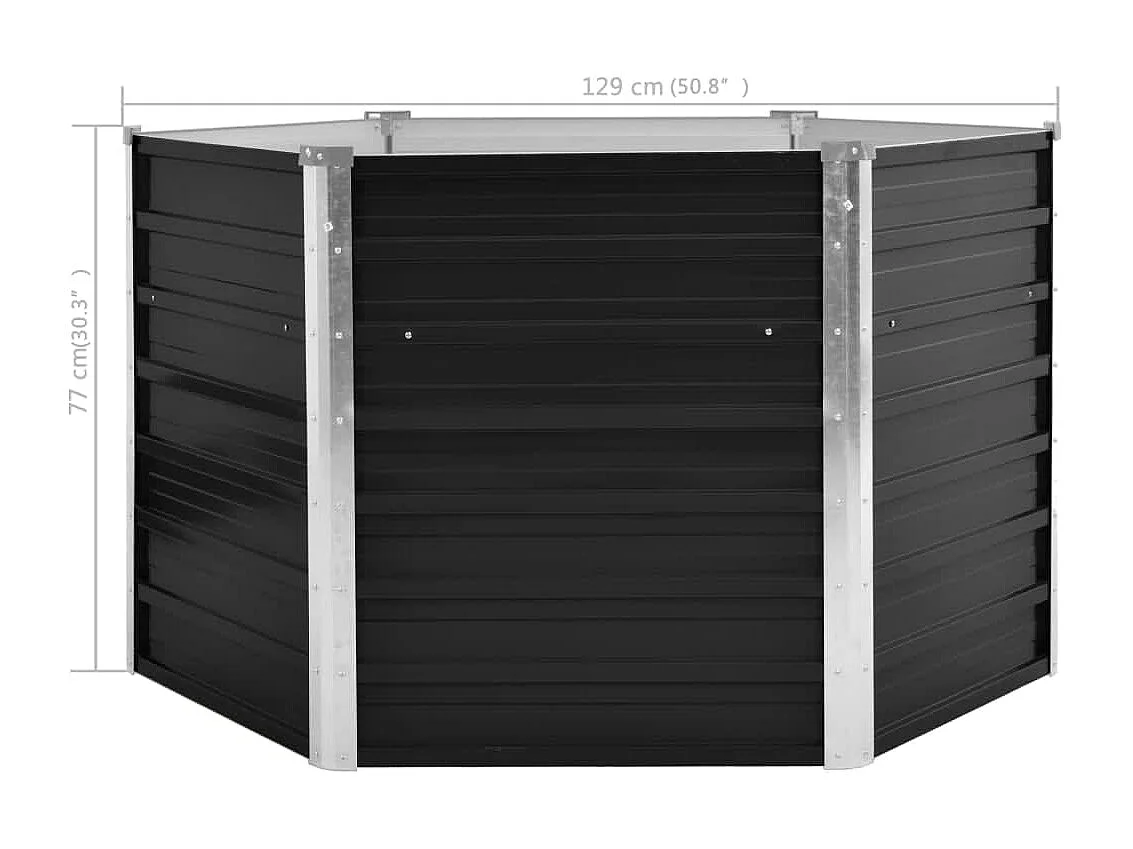 Hochbeet Anthrazit 129x129x77 cm Verzinkter Stahl