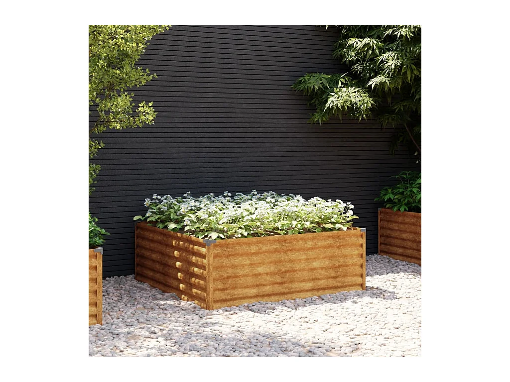 Lit surélevé de jardin 100x100x36 cm acier corten