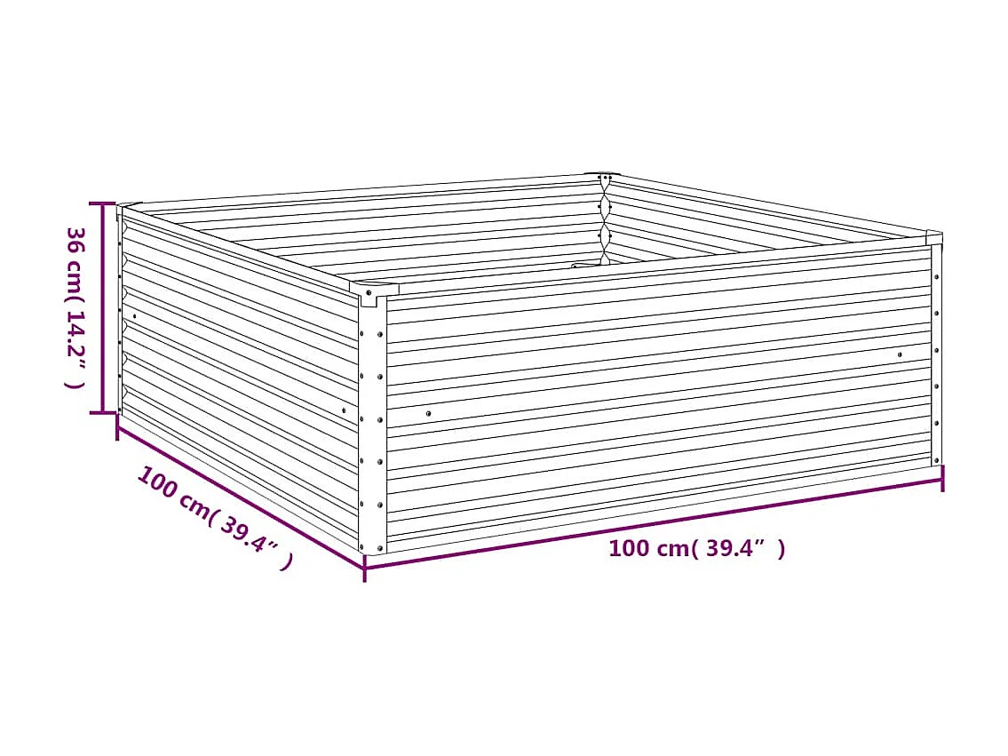 Lit surélevé de jardin 100x100x36 cm acier corten