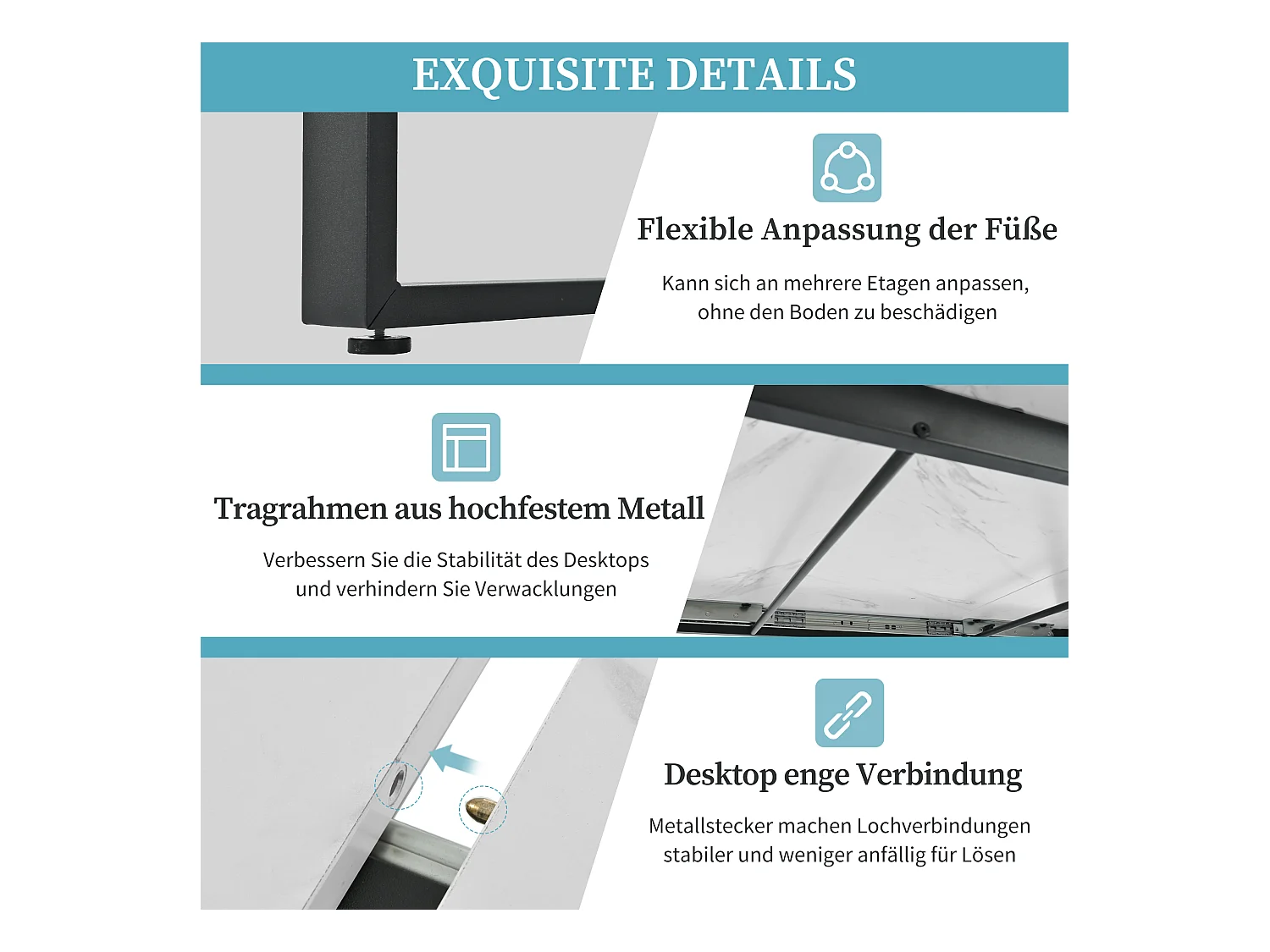 Eettafelset (5 stuks), 140x80 cm tafel met zwarte metalen poten, wit MDF, 8 grijze fluwelen stoelen (140x80x75 cm)