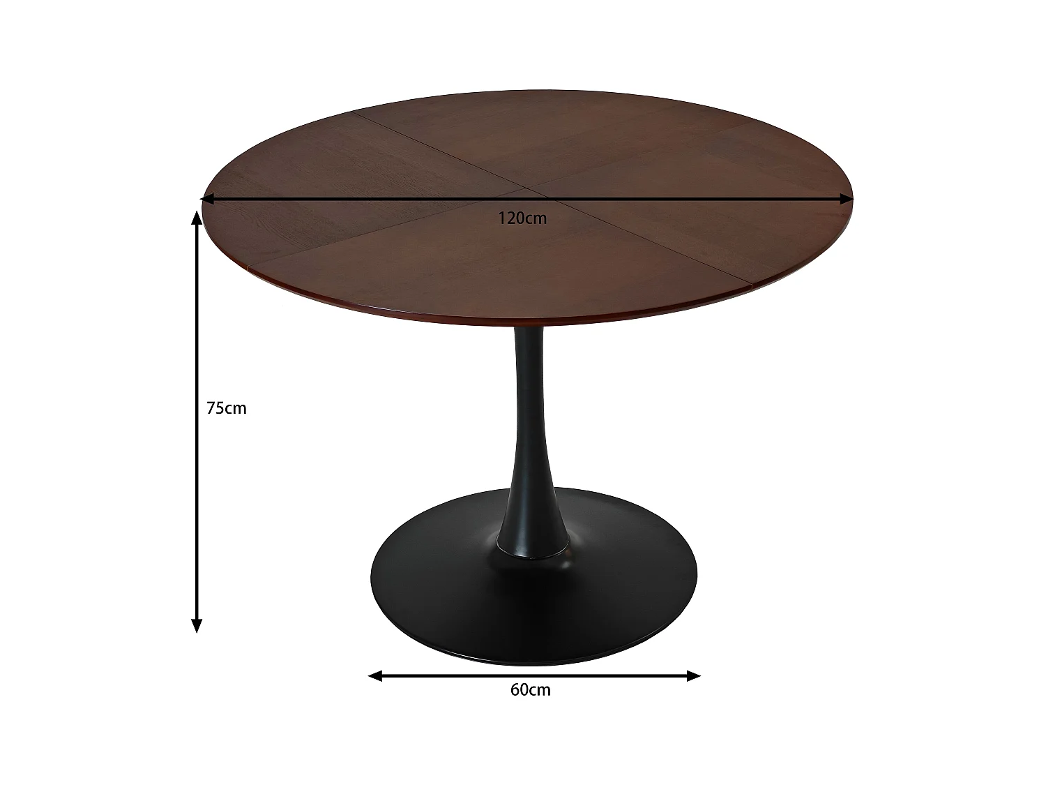 Ensemble de table à manger pour 4, table tulipe 120CM avec 4 chaises, pour salle à manger, café, petits espaces  (120x120x75 cm)