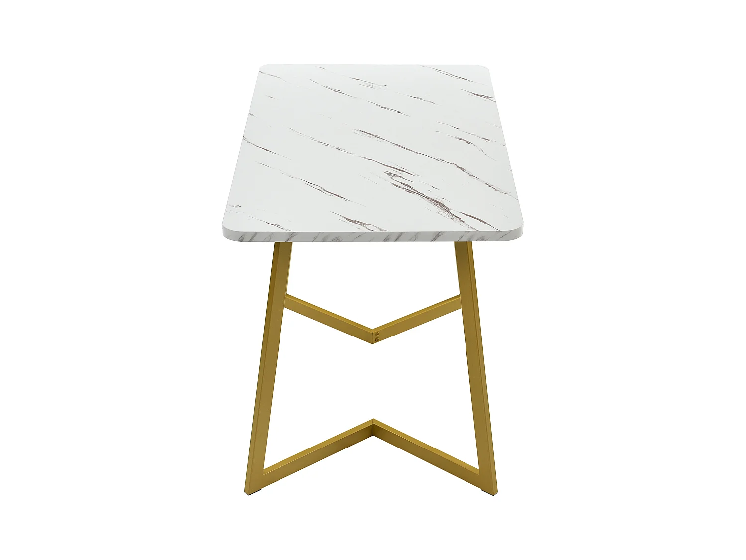 Eetkamerset van 5 stuks, rechthoekige tafel, 4 beige fluwelen stoelen met ruitpatroon, verstelbare poten, gouden voetjes (117x68x75 cm)