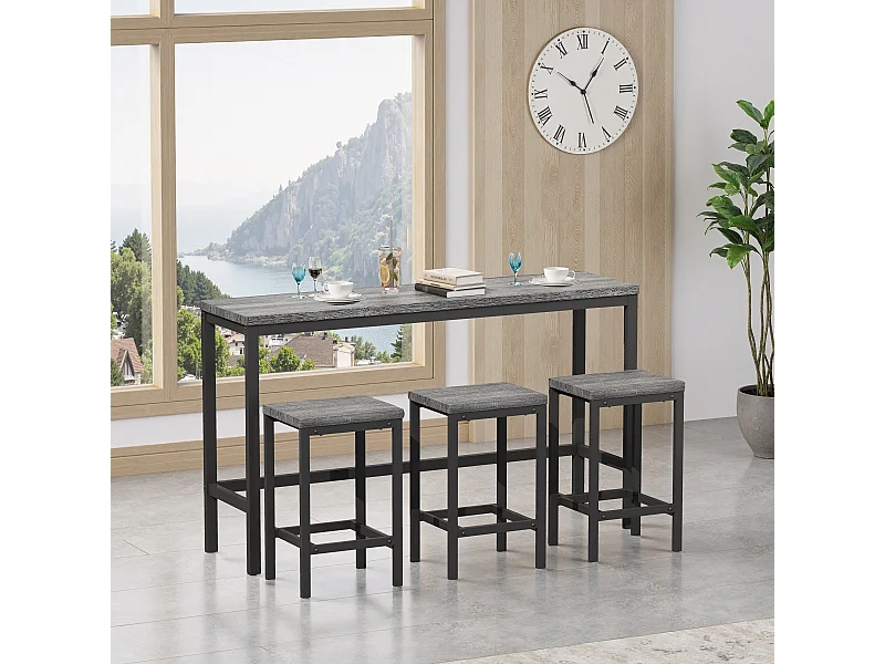 Tavolo da pranzo allungabile, tavolo da bar moderno, MDF, grigio (140/180x70x76,5 cm)