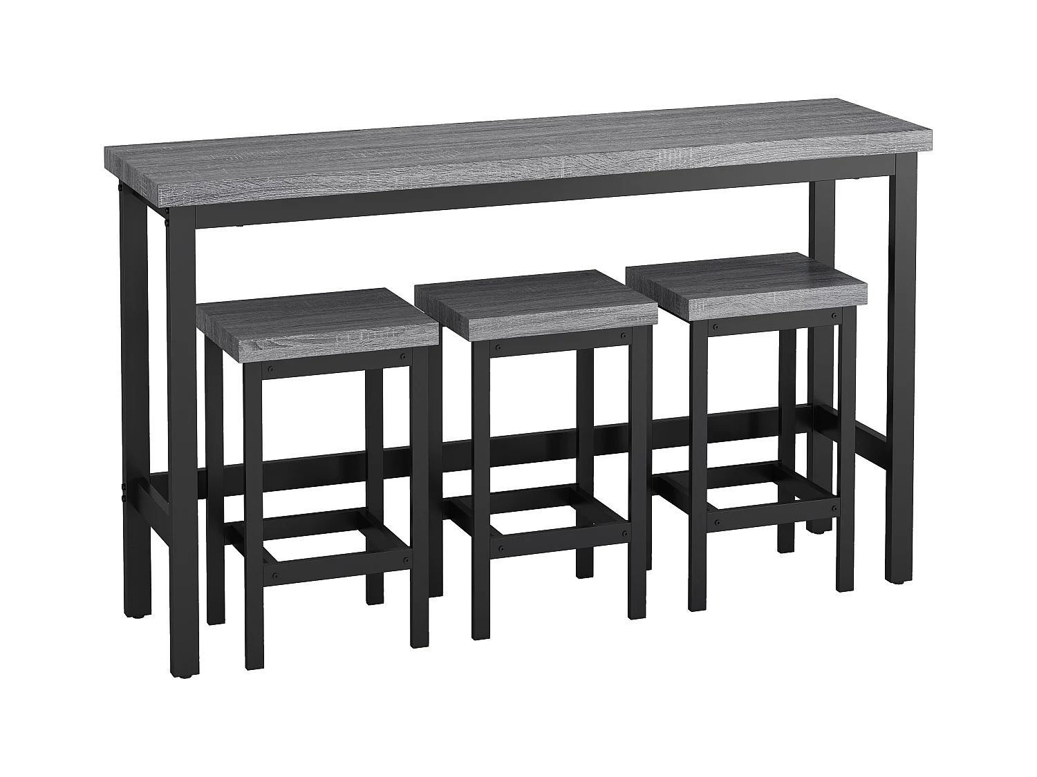 Uitschuifbare eettafel, moderne bartafel, MDF, grijs (140/180x70x76,5 cm)