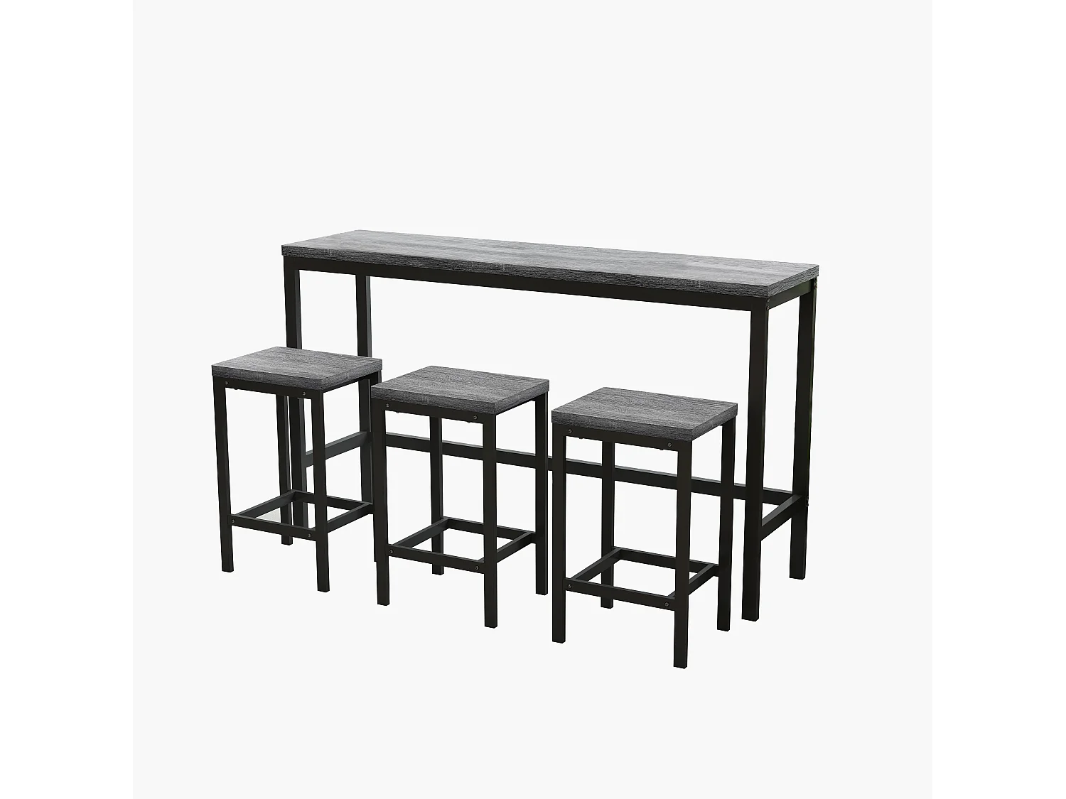 Table à Manger Extensible, Table de Bar Moderne, MDF, Gris (140/180x70x76.5 cm)