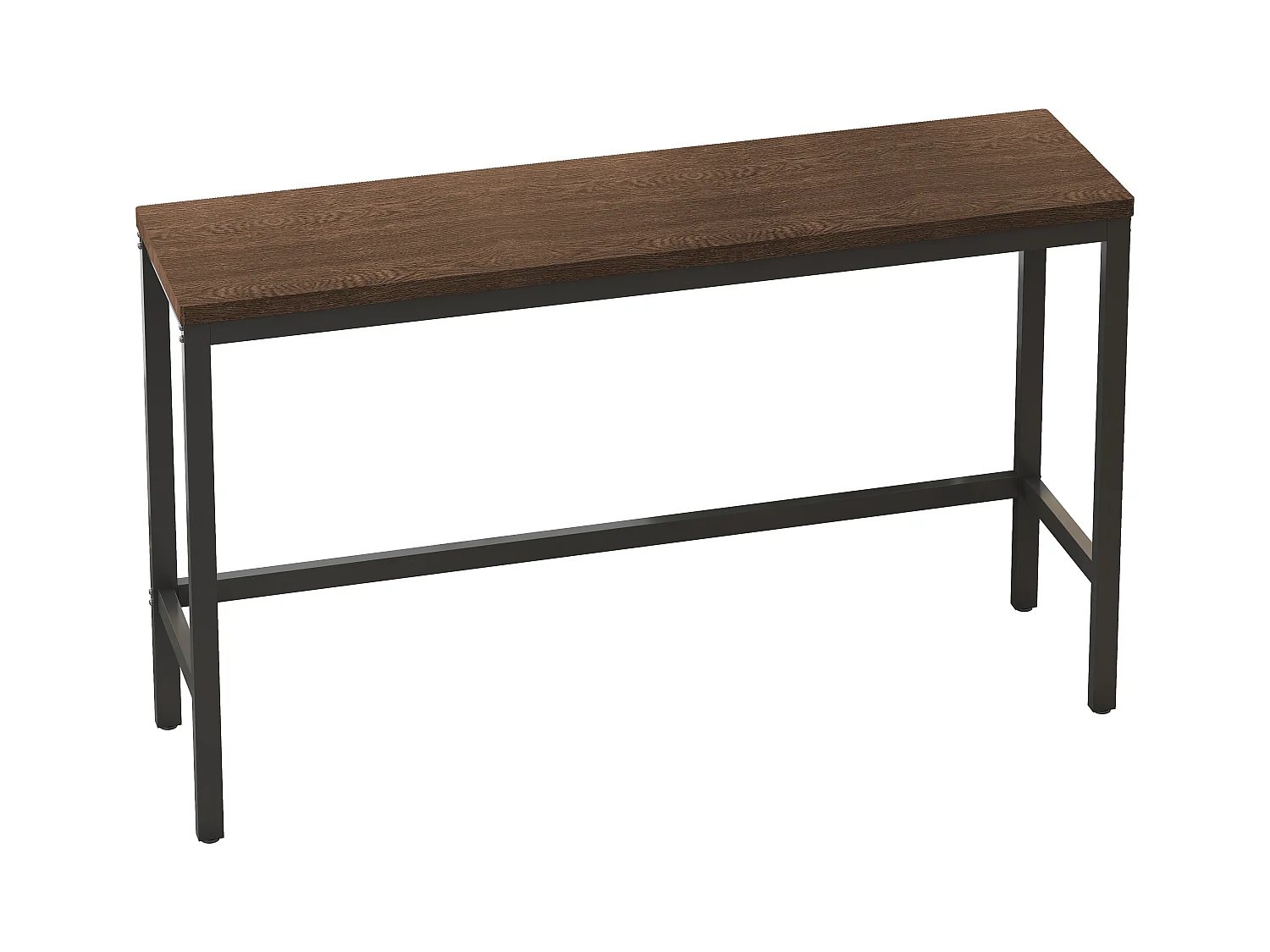 Table de Cuisine Moderne avec 3 Tabourets, Table de Bar, Table Longue en MDF et Métal, Couleur Marron Foncé (148x40x90 cm)