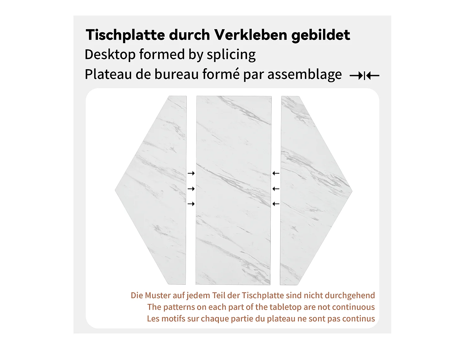 Table à manger hexagonale moderne, MDF + Métal, Marmoréale + Noir, (140×80×76 cm)
