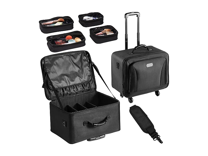 Walizka z Kółkami na Makyjż SucceBuy, Duża Walizka do Przechowywania z 3 Poziomami z Ręczką i Kółkami