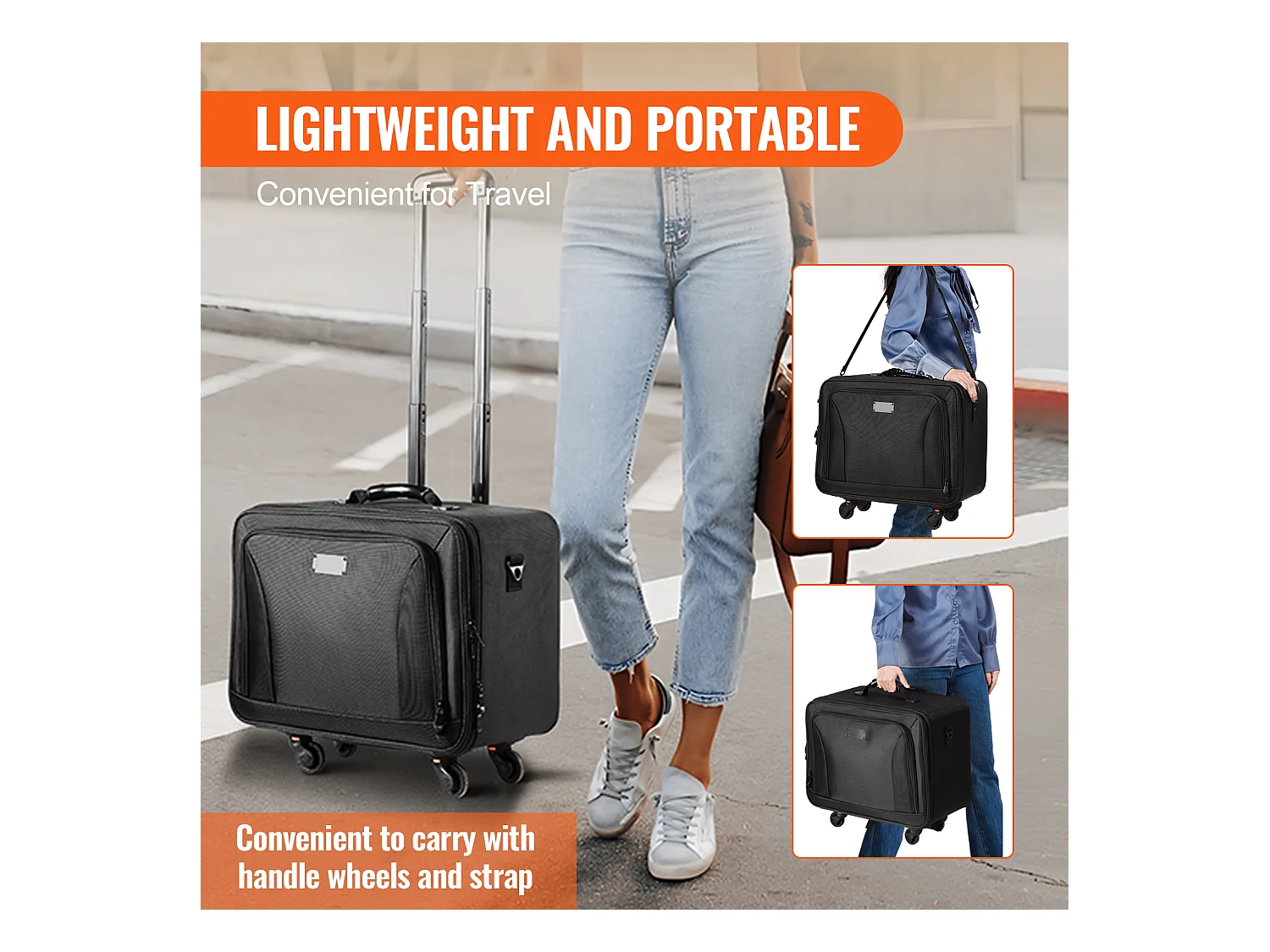 Valise à Roulettes pour Maquillage SucceBuy, Grande Valise de Rangement à 3 Niveaux avec Poignée et Roulettes