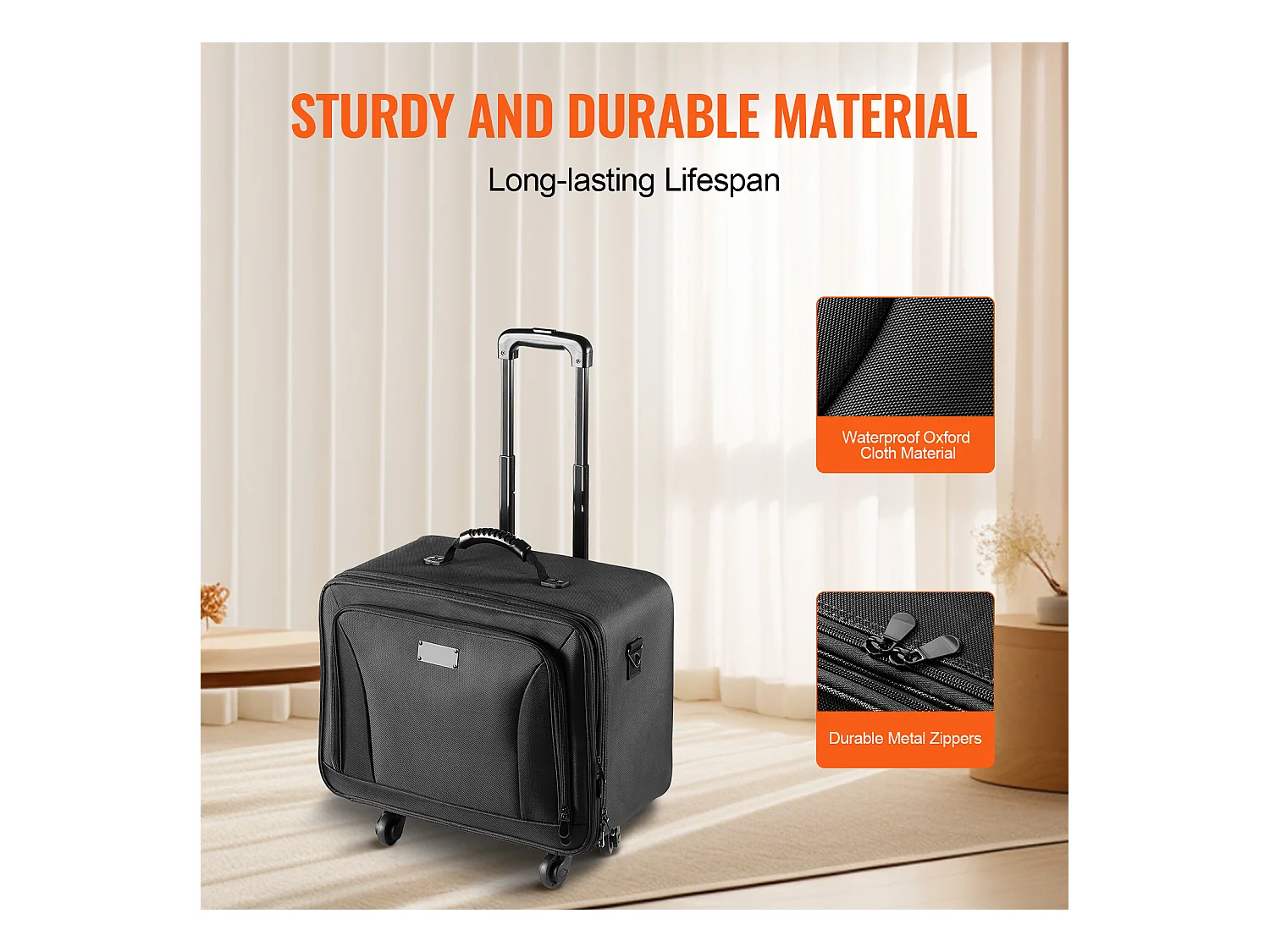 Valise à Roulettes pour Maquillage SucceBuy, Grande Valise de Rangement à 3 Niveaux avec Poignée et Roulettes