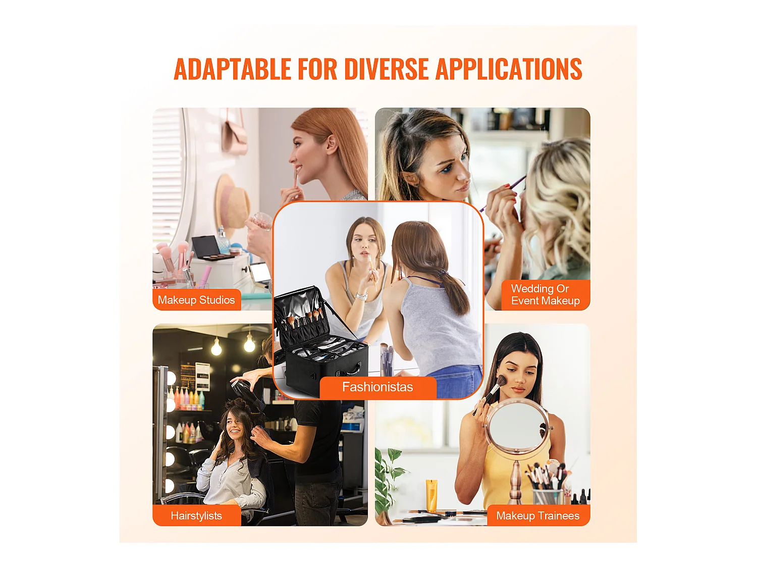 Valise à Roulettes pour Maquillage SucceBuy, Grande Valise de Rangement à 3 Niveaux avec Poignée et Roulettes