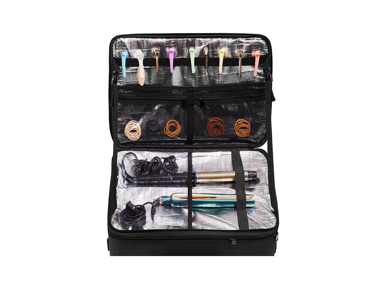 Valise à Roulettes pour Maquillage SucceBuy, Grande Valise de Rangement à 3 Niveaux avec Poignée et Roulettes