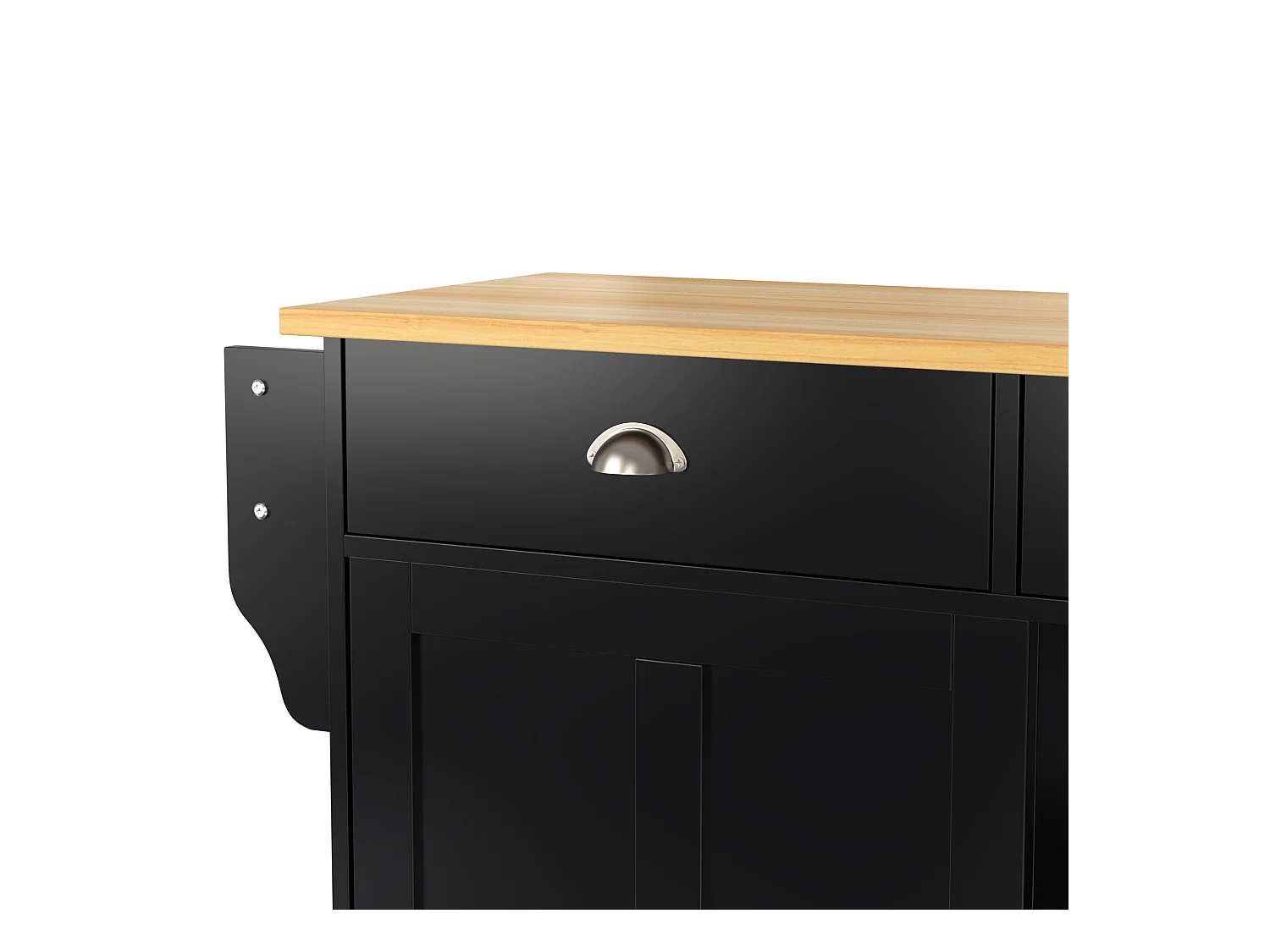 Servierwagen avec table rabattable, 3 tiroirs, porte-serviette, roulettes et pieds en bois interchangeables (112x40(70)x94 cm)