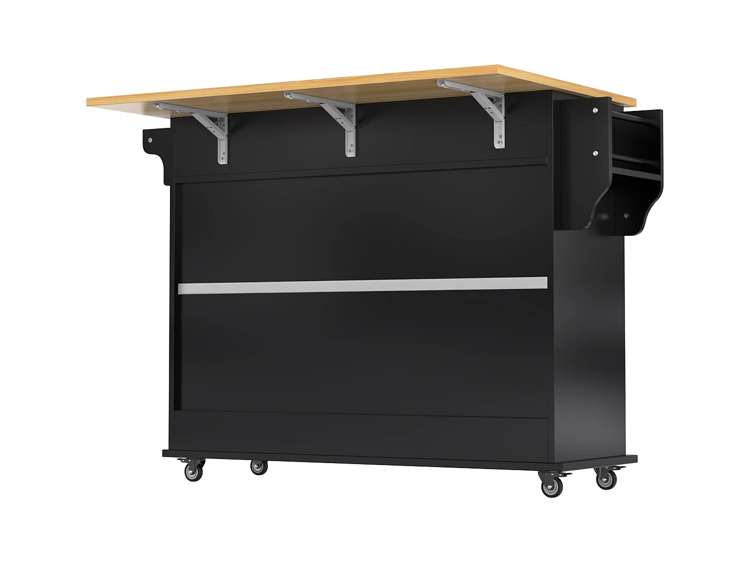 Servierwagen avec table rabattable, 3 tiroirs, porte-serviette, roulettes et pieds en bois interchangeables (112x40(70)x94 cm)