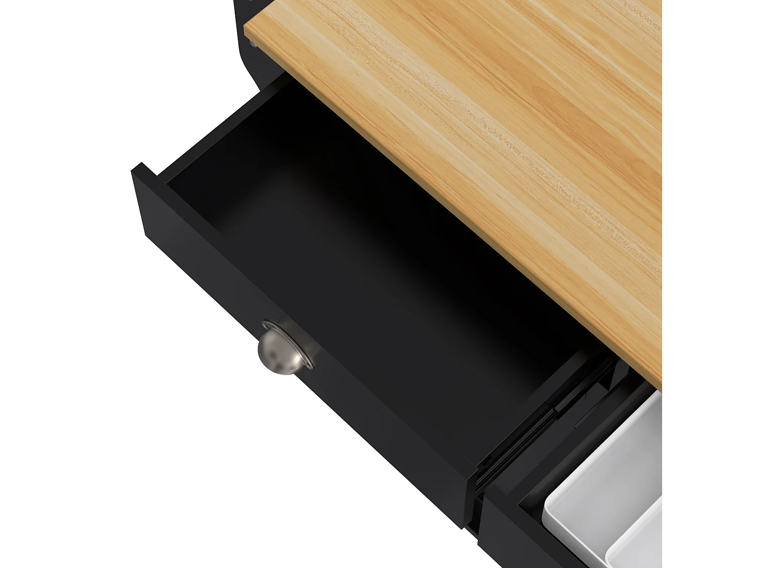 Servierwagen avec table rabattable, 3 tiroirs, porte-serviette, roulettes et pieds en bois interchangeables (112x40(70)x94 cm)