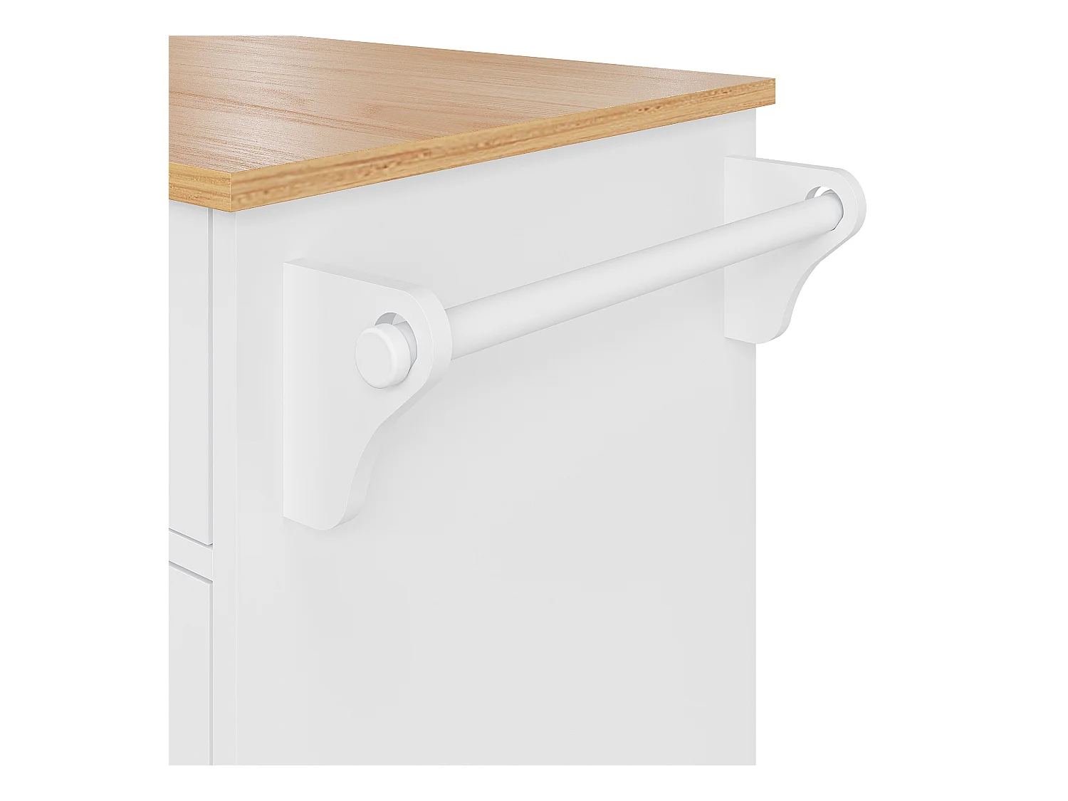 Chariot de cuisine avec 3 étagères de rangement, design moderne, MDF, blanc, 134x46x92 cm