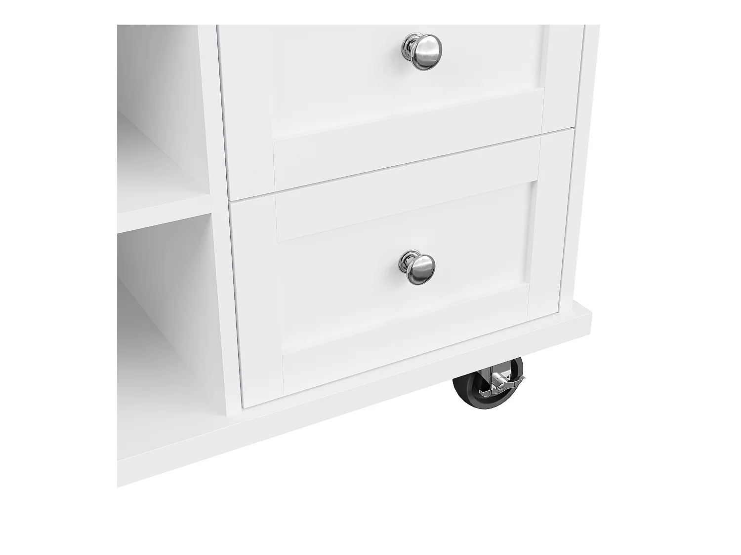 Chariot de cuisine avec 3 étagères de rangement, design moderne, MDF, blanc, 134x46x92 cm