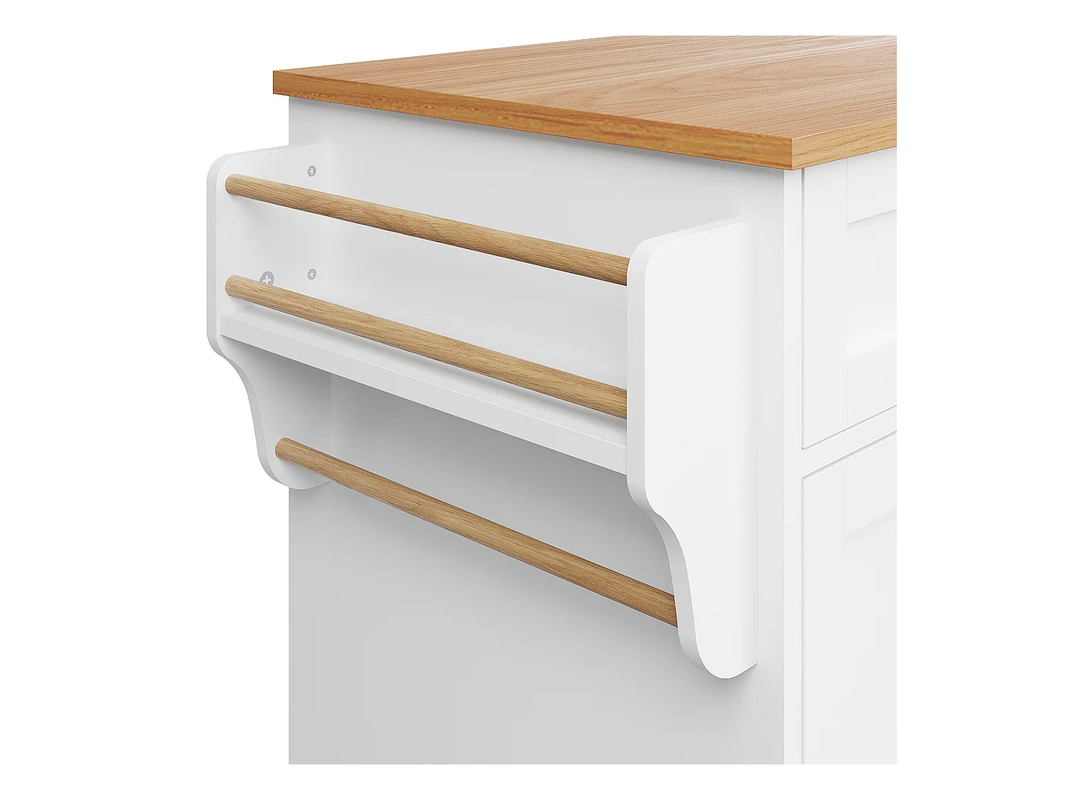 Chariot de cuisine avec 3 étagères de rangement, design moderne, MDF, blanc, 134x46x92 cm