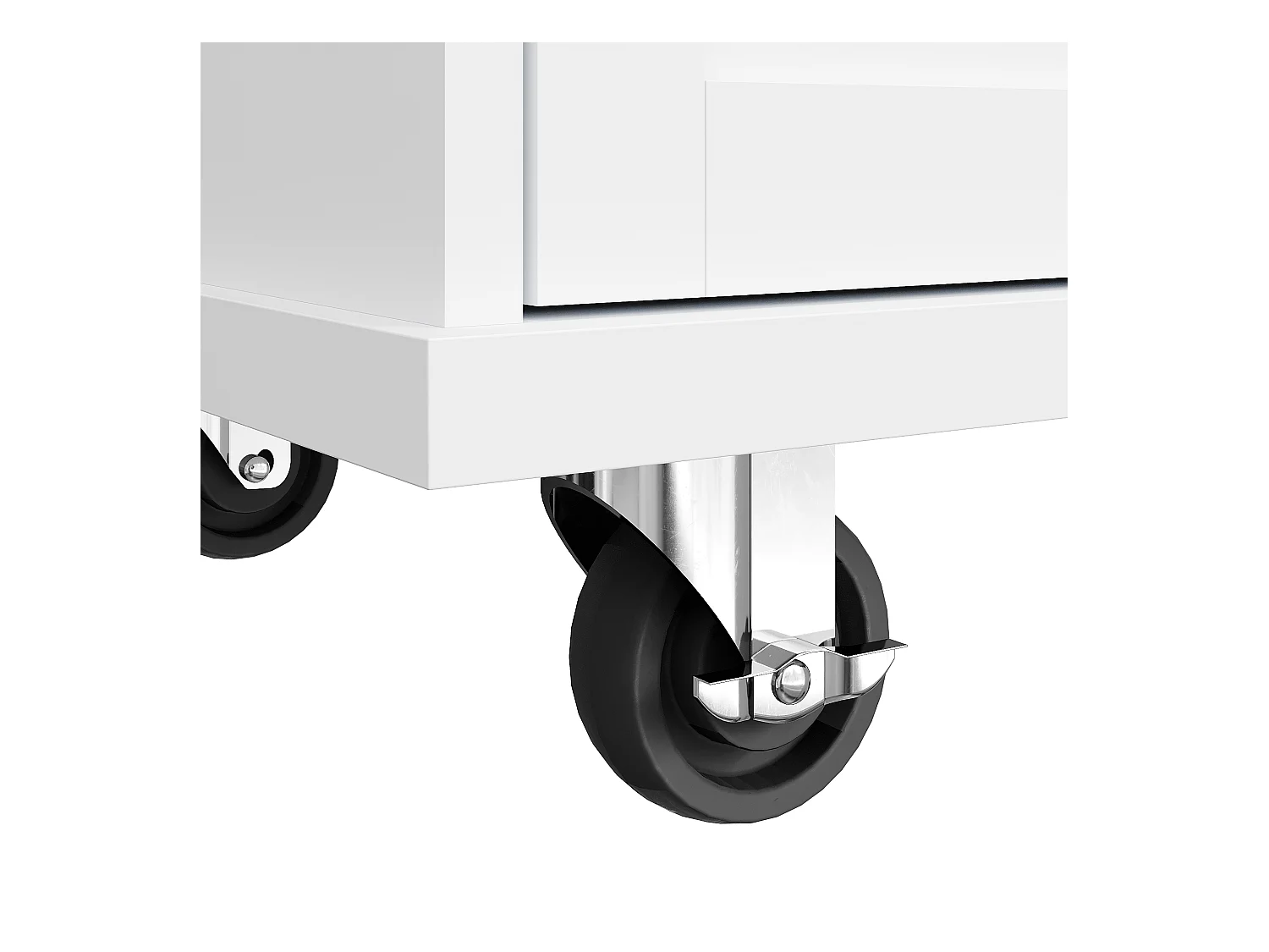 Chariot de cuisine avec 3 étagères de rangement, design moderne, MDF, blanc, 134x46x92 cm