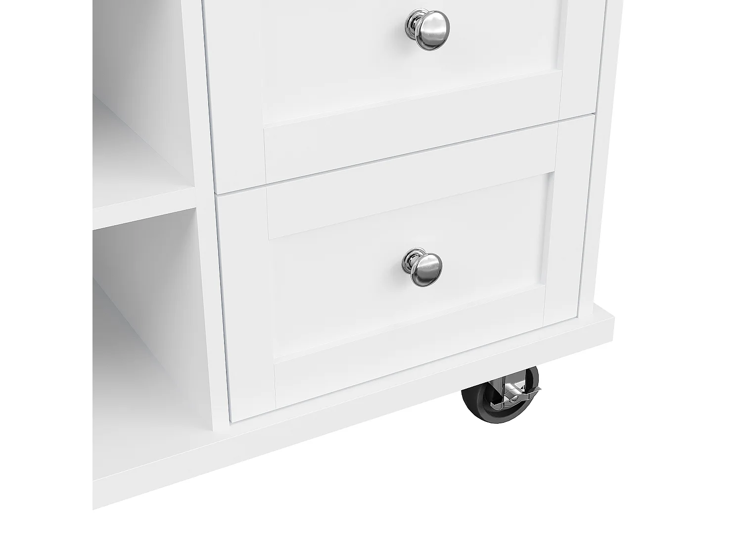 Carrello da cucina con 3 ripiani portaoggetti, design moderno, MDF, bianco, 134x46x92 cm