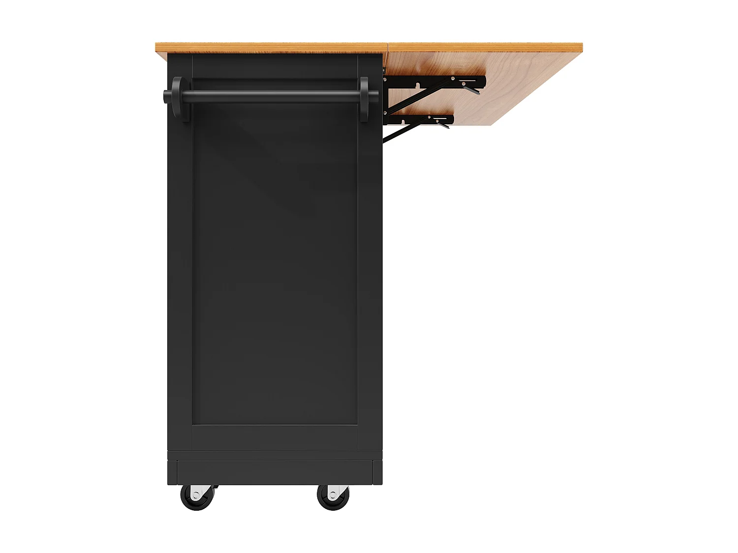 Chariot de cuisine avec plan de travail, meuble de salle à manger, porte-serviette latéral, 140x40x93.5 cm, noir