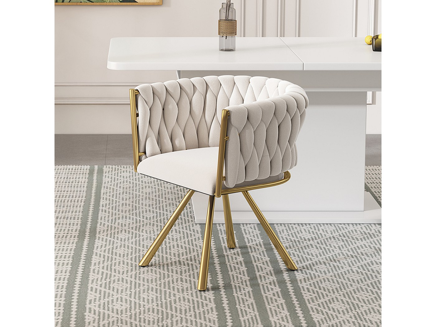 Chaise Salle à Manger Pivotante, Lot de 6, Fauteuil en Velours