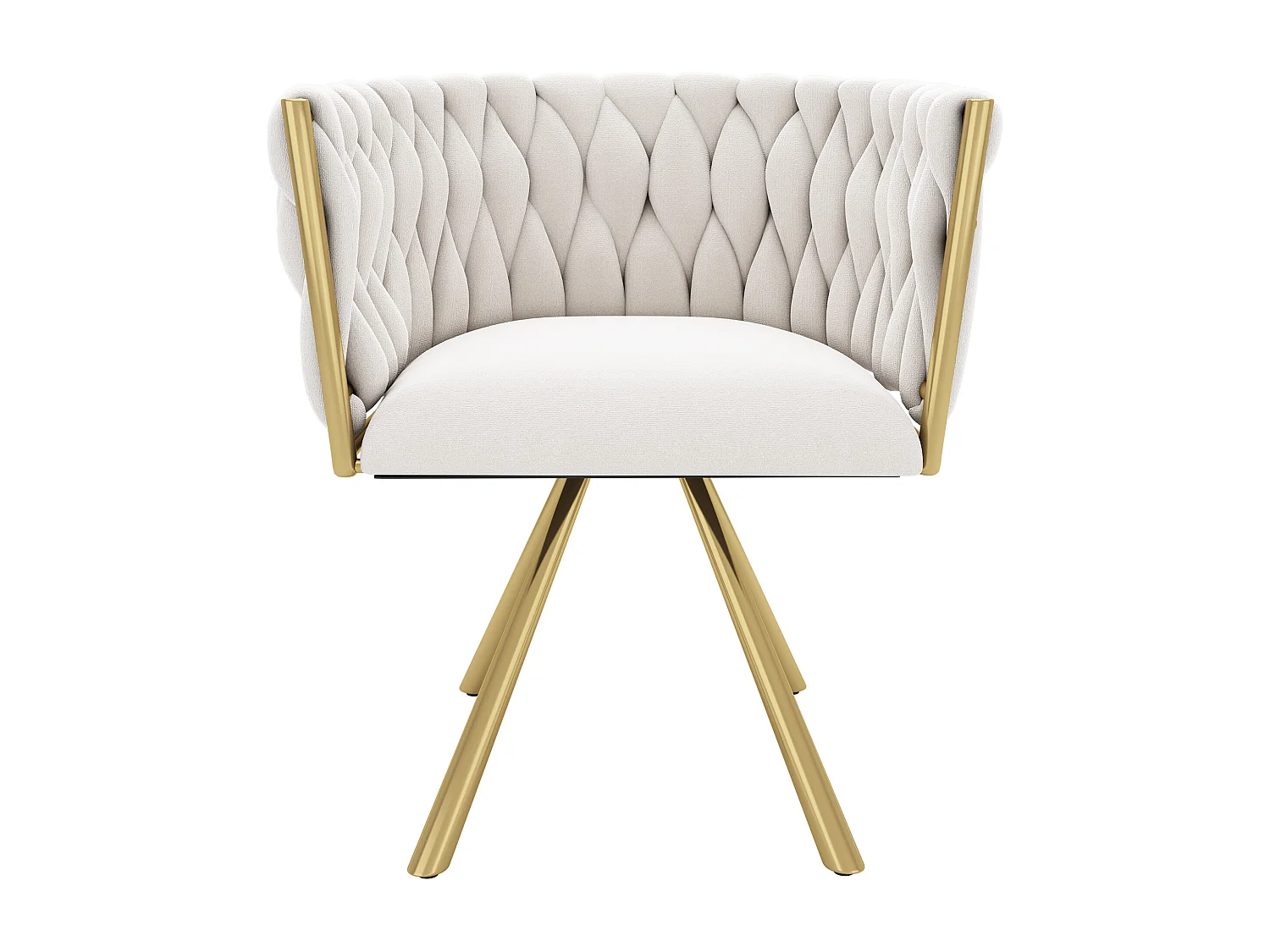 Chaises de salle à manger avec dossier capitonné, 4 pièces, revêtement en velours, pieds en métal doré, beige (50x45x91 cm)