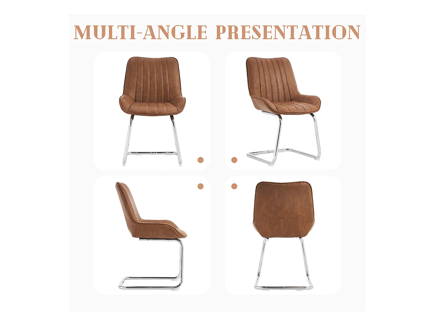 Moderne eetkamerstoelen, kunstleer, metaal, bruin (56x51x81 cm), set van 2