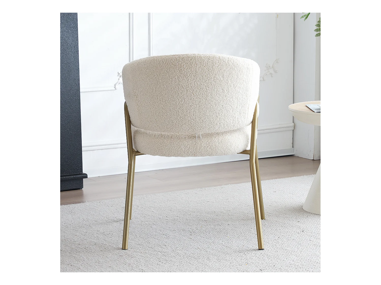 Sedia da pranzo moderna in velluto bianco con gambe dorate, design traforato (49x48x78 cm, set da 4)