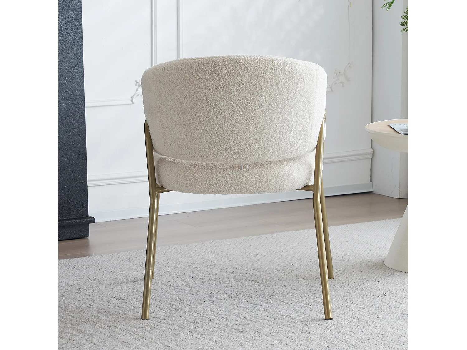 Sedia da pranzo moderna in velluto bianco con gambe dorate, design traforato (49x48x78 cm, set da 4)