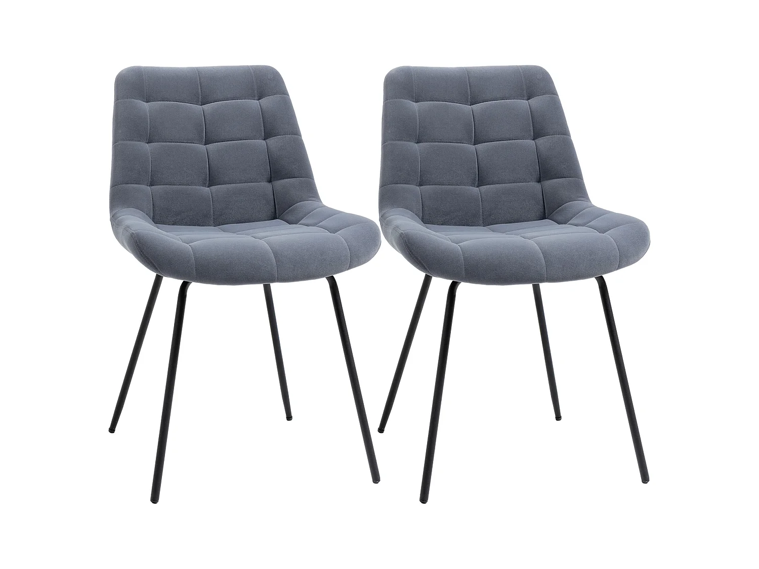 Sedie da pranzo, 2 pezzi, velluto, con schienale, gambe in metallo, grigio (50x61x79 cm)