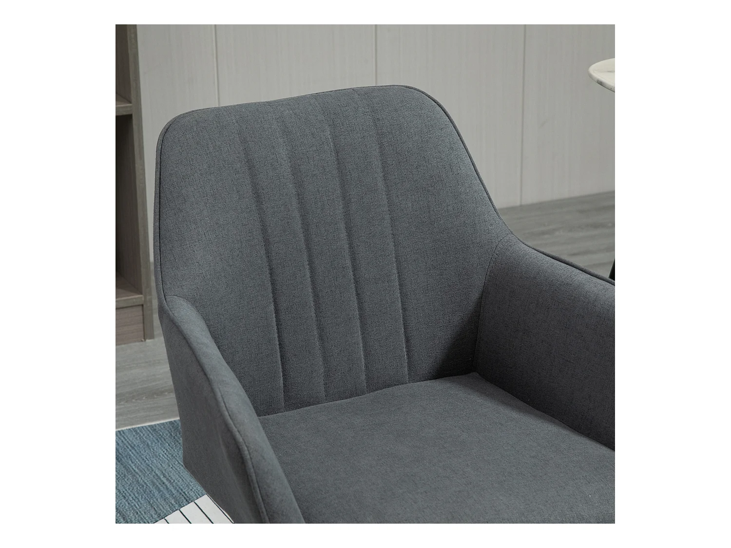 Chaises de Salle à Manger 4 Pièces, Design Moderne, Lin Respirant, Métal, Gris (59.5x56.5x81 cm)