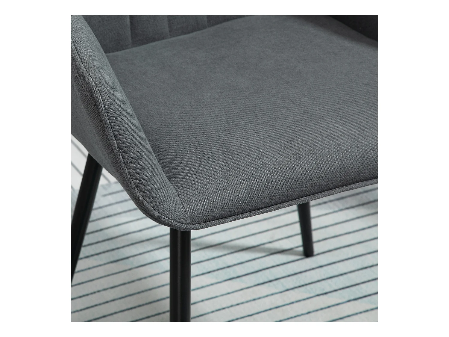 Chaises de Salle à Manger 4 Pièces, Design Moderne, Lin Respirant, Métal, Gris (59.5x56.5x81 cm)