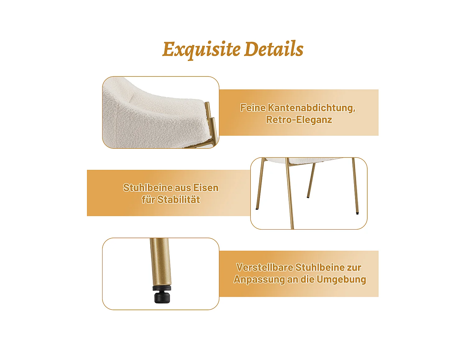 Sedie da pranzo (2 pezzi), poltrona con braccioli, tessuto Sherpa beige, cuscino spesso (52,5x48x83,7 cm)