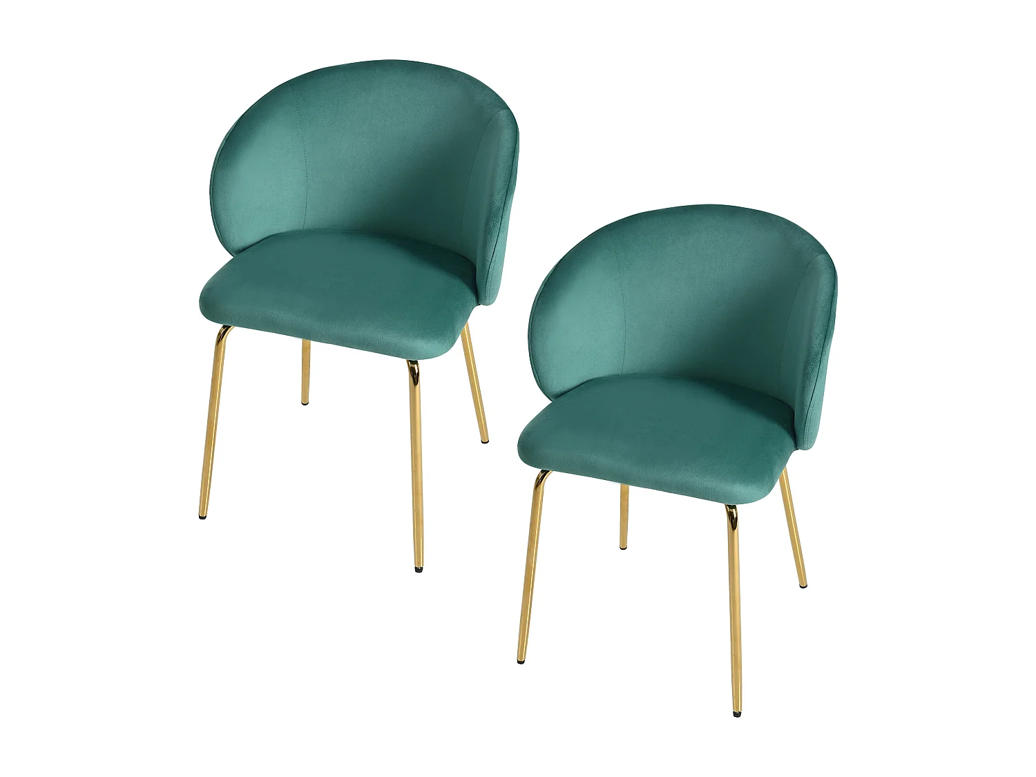 Lot de 2 chaises de salle à manger élégantes avec accoudoirs, revêtement en velours, pieds métalliques dorés, gris (56x56x76 cm)